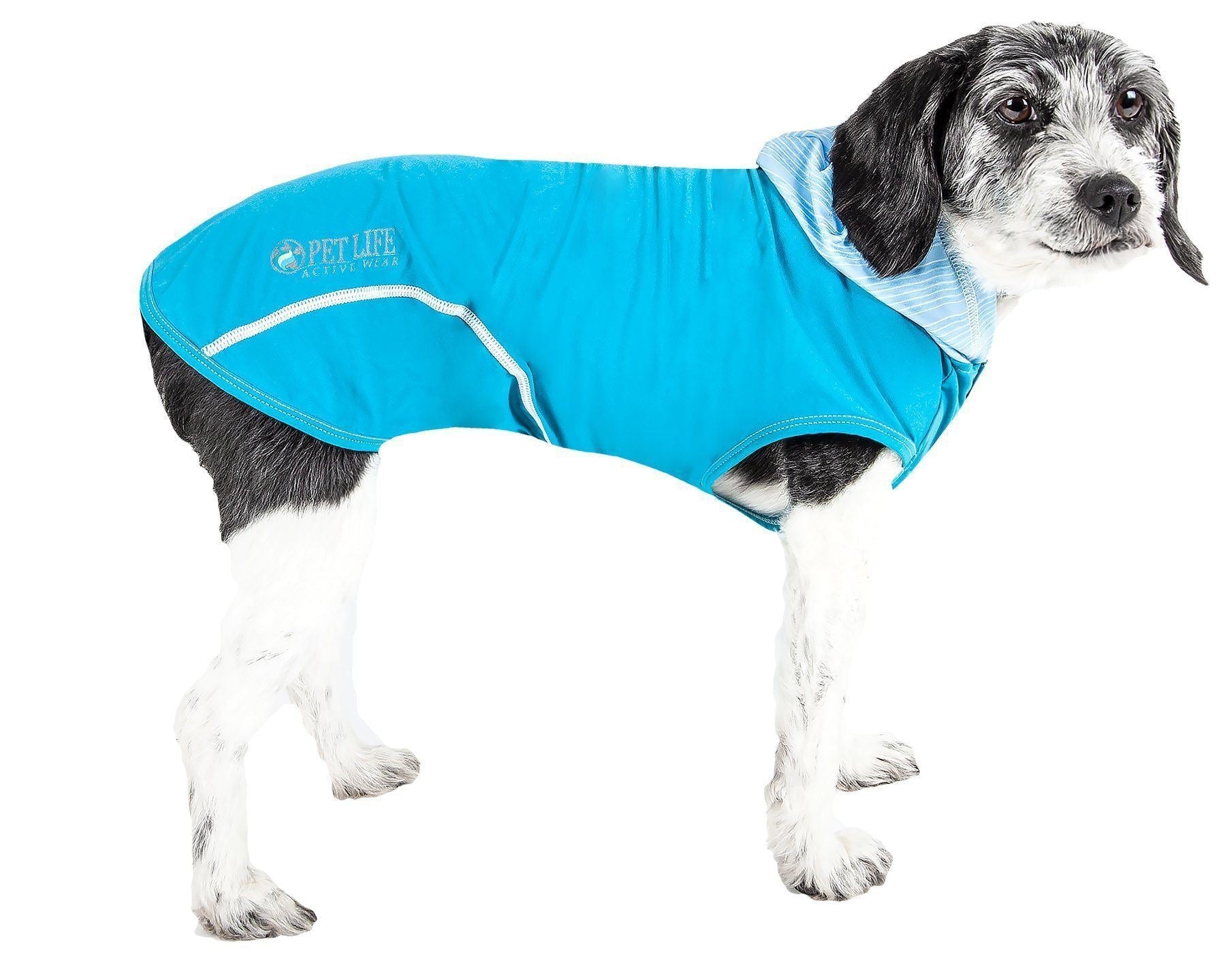 Pet Life ® Active 'Pull-Rover' 4-Way Stretch Sleeveless Fitness Yoga Dog T-Shirt Hoodie Electric Blue