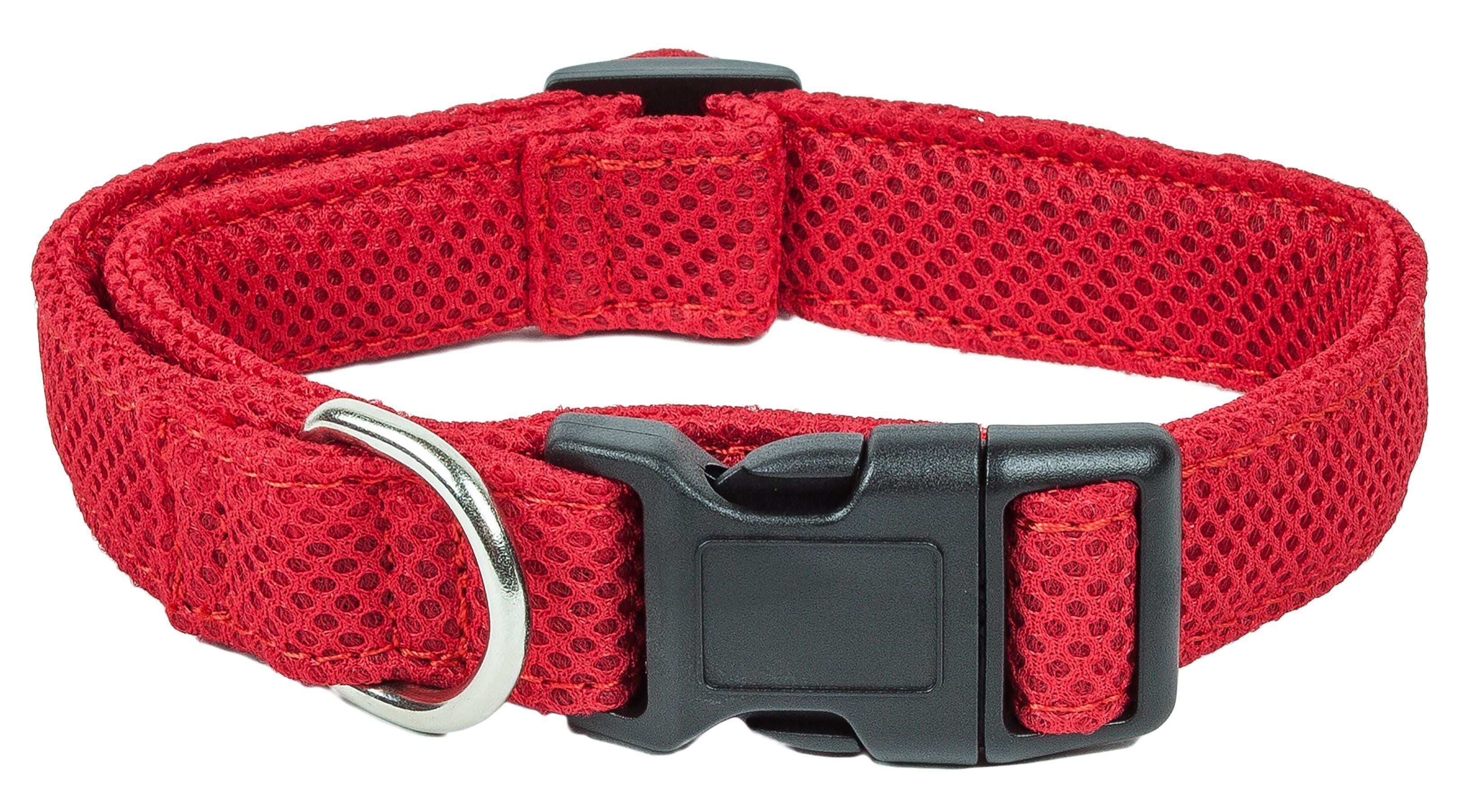 Pet Life ® 'Aero Mesh' Dual-Sided Breathable and Adjustable Thick Mesh Dog Collar Red