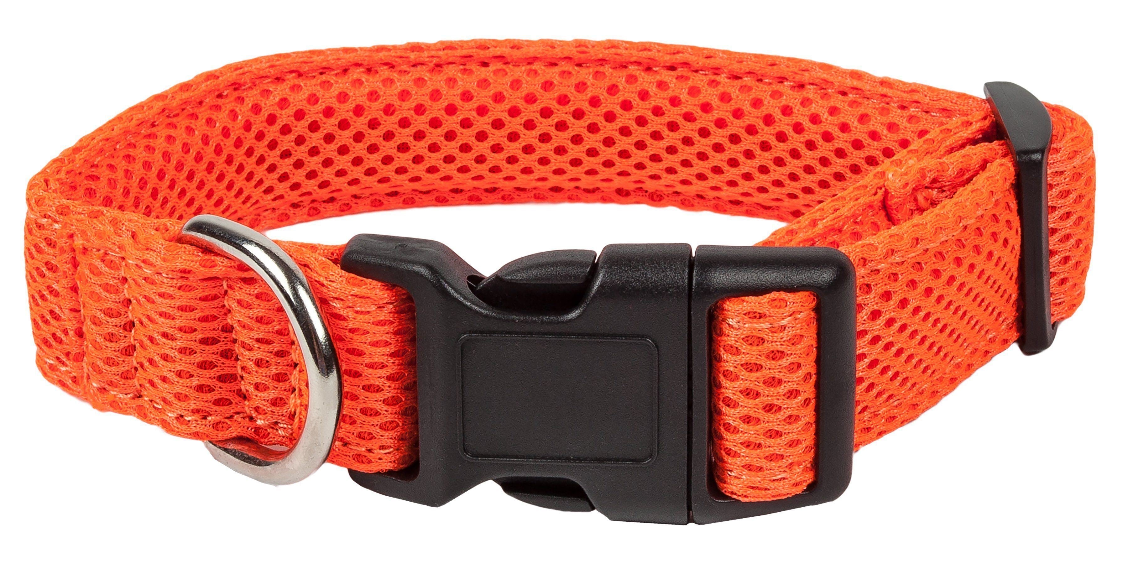 Pet Life ® 'Aero Mesh' Dual-Sided Breathable and Adjustable Thick Mesh Dog Collar Orange