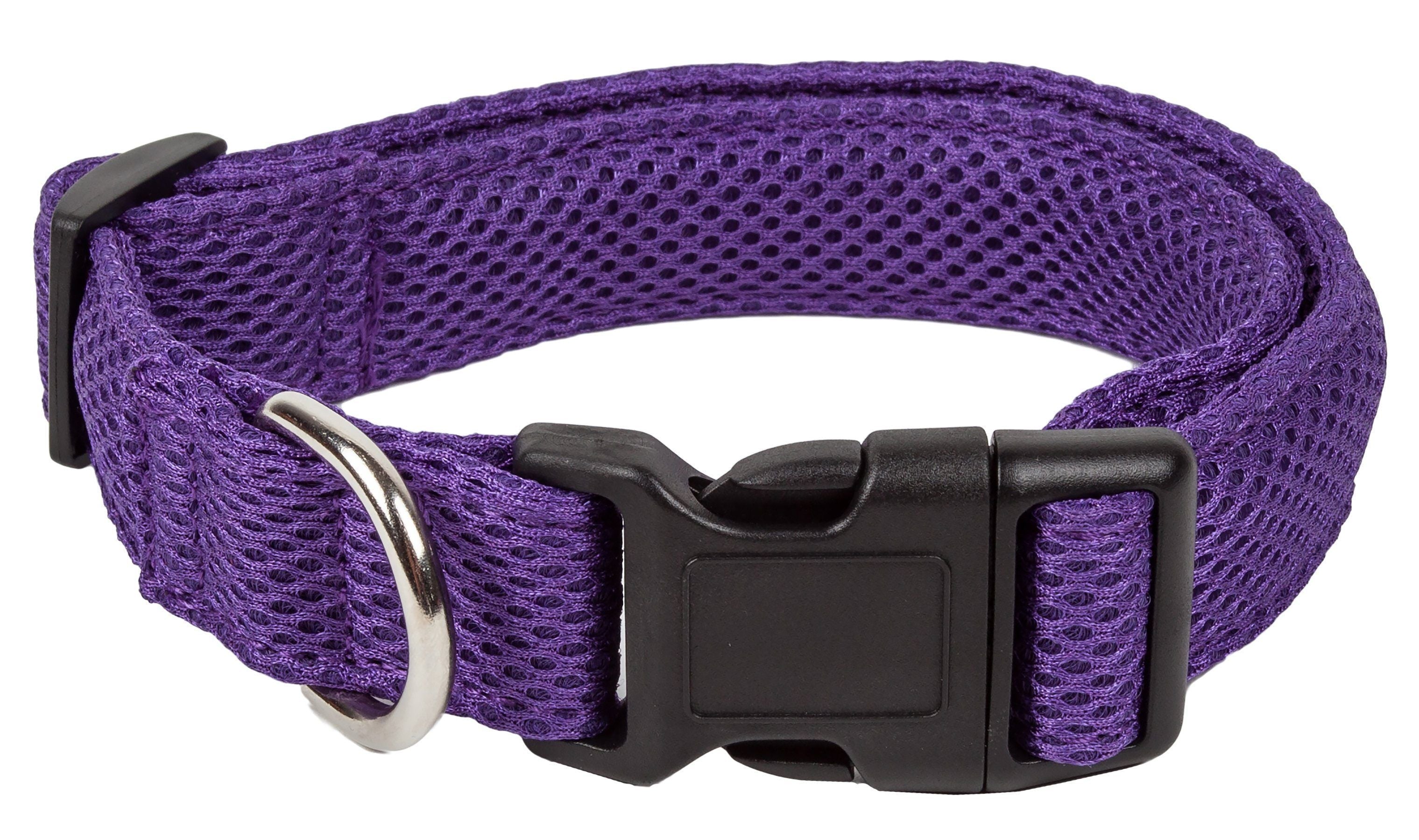 Pet Life ® 'Aero Mesh' Dual-Sided Breathable and Adjustable Thick Mesh Dog Collar Purple