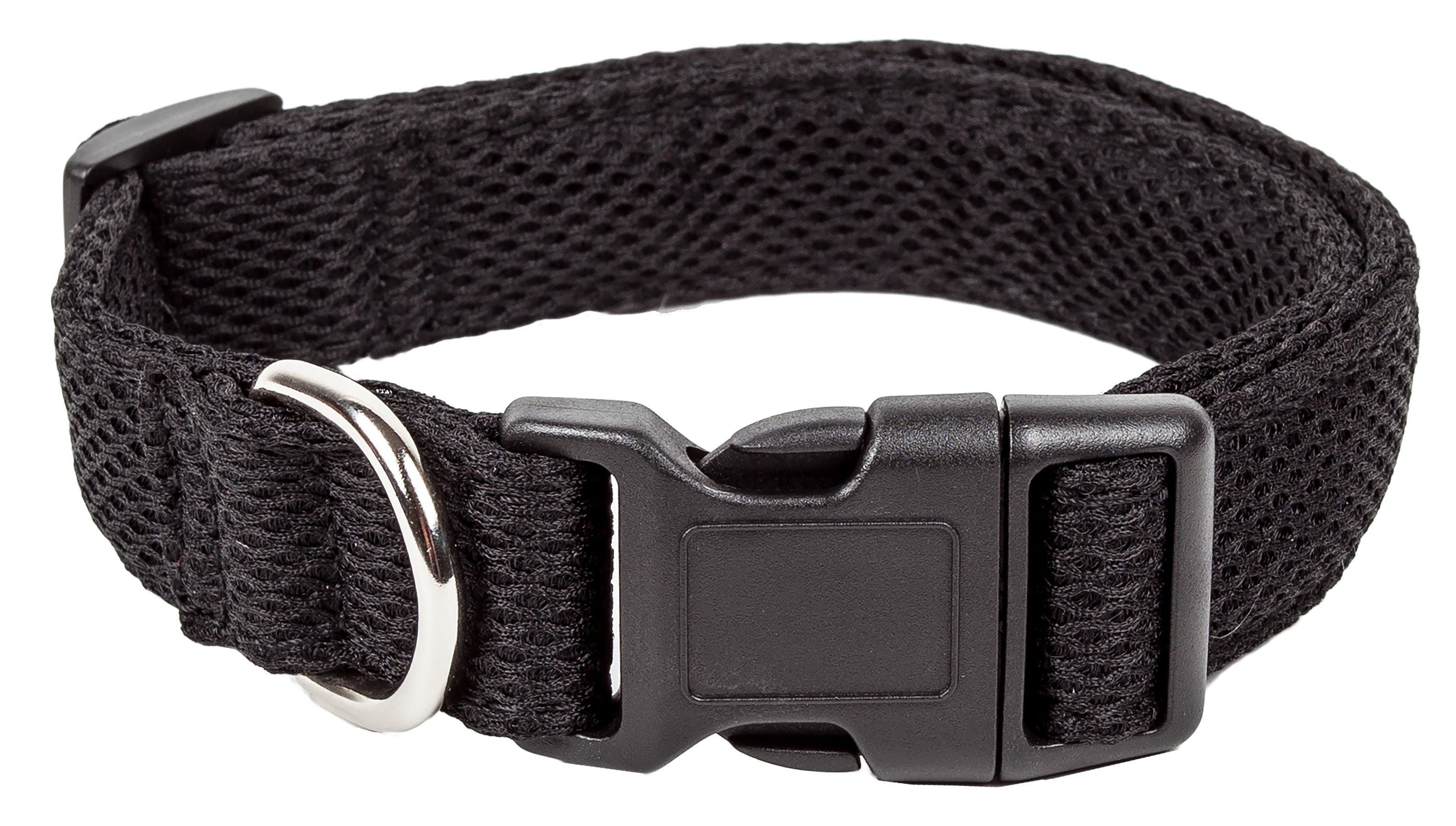 Pet Life ® 'Aero Mesh' Dual-Sided Breathable and Adjustable Thick Mesh Dog Collar Black