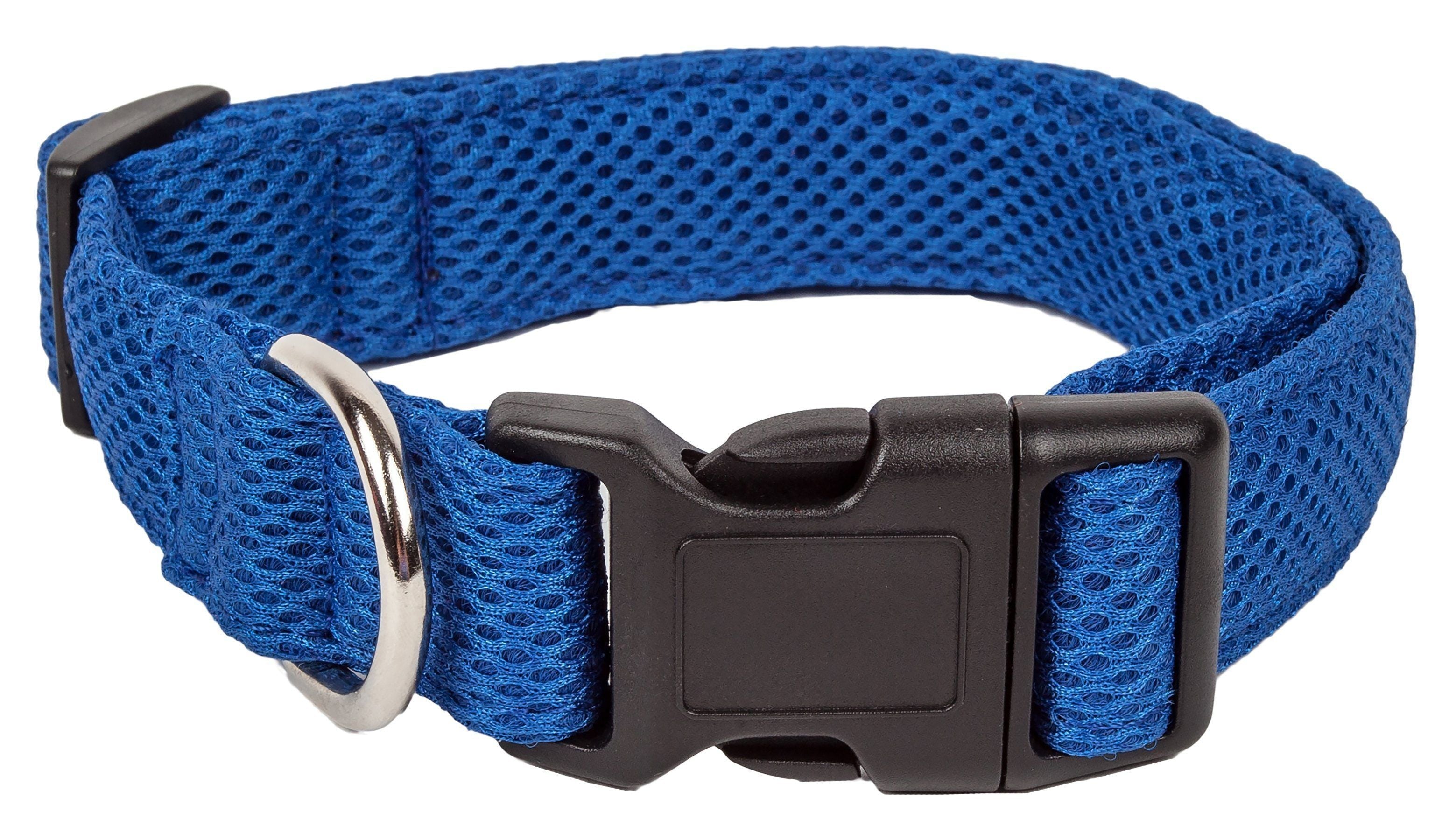 Pet Life ® 'Aero Mesh' Dual-Sided Breathable and Adjustable Thick Mesh Dog Collar Blue