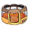Pet Life ® 'All-Terrain' Lightweight Easy Folding Wire-Framed Collapsible Travel Pet Dog Playpen crate Brown And Orange