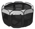 Pet Life ® 'All-Terrain' Lightweight Easy Folding Wire-Framed Collapsible Travel Pet Dog Playpen crate Black And White
