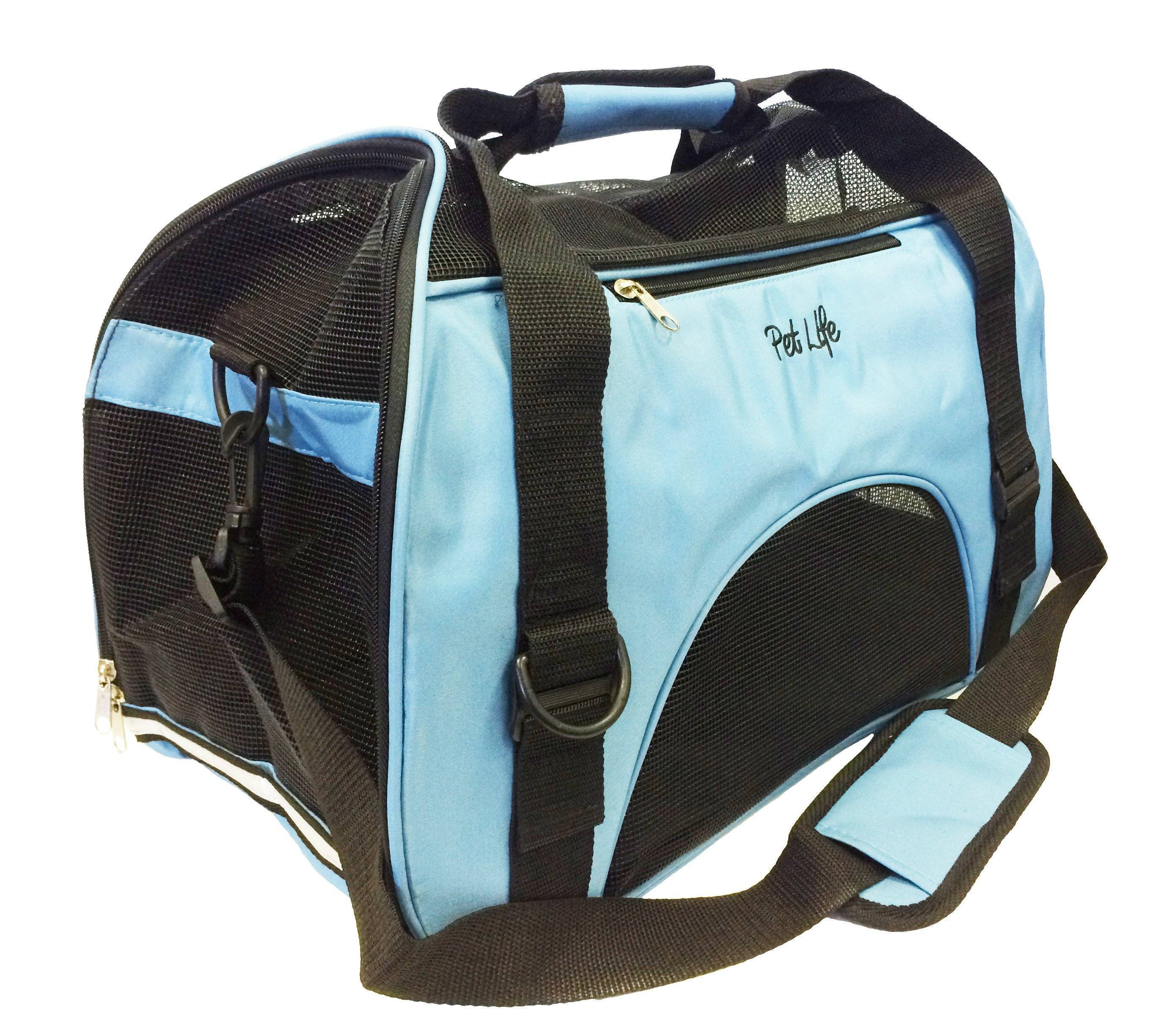 Pet Life ® 'Altitude Force' Airline Approved Sporty Zippered Folding Fashion Pet Dog Carrier Blue