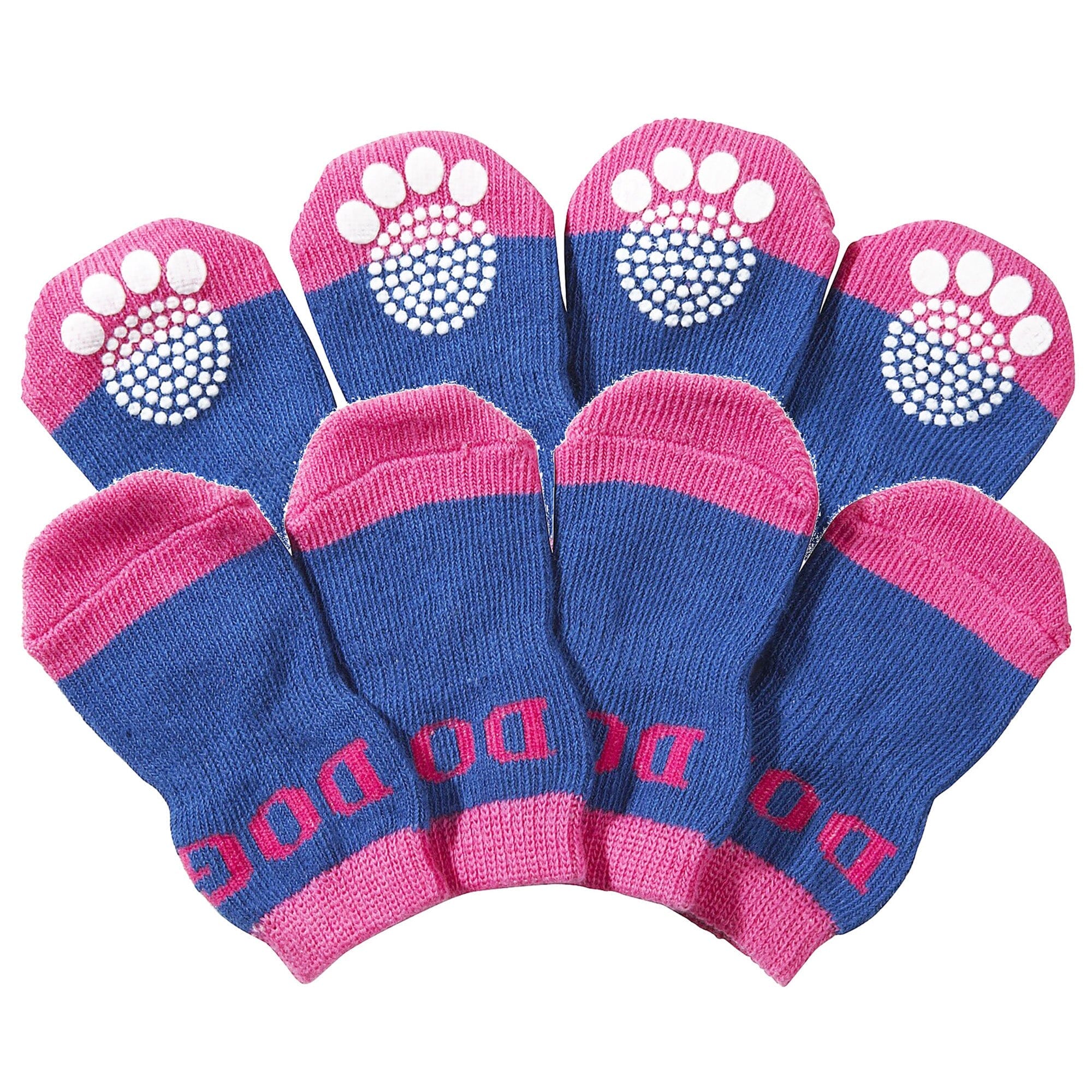 Pet Life ® Anti-Slip Rubberized Gripped Breathable Stretch Pet Dog Socks - Set of 4 Small Purple & Blue