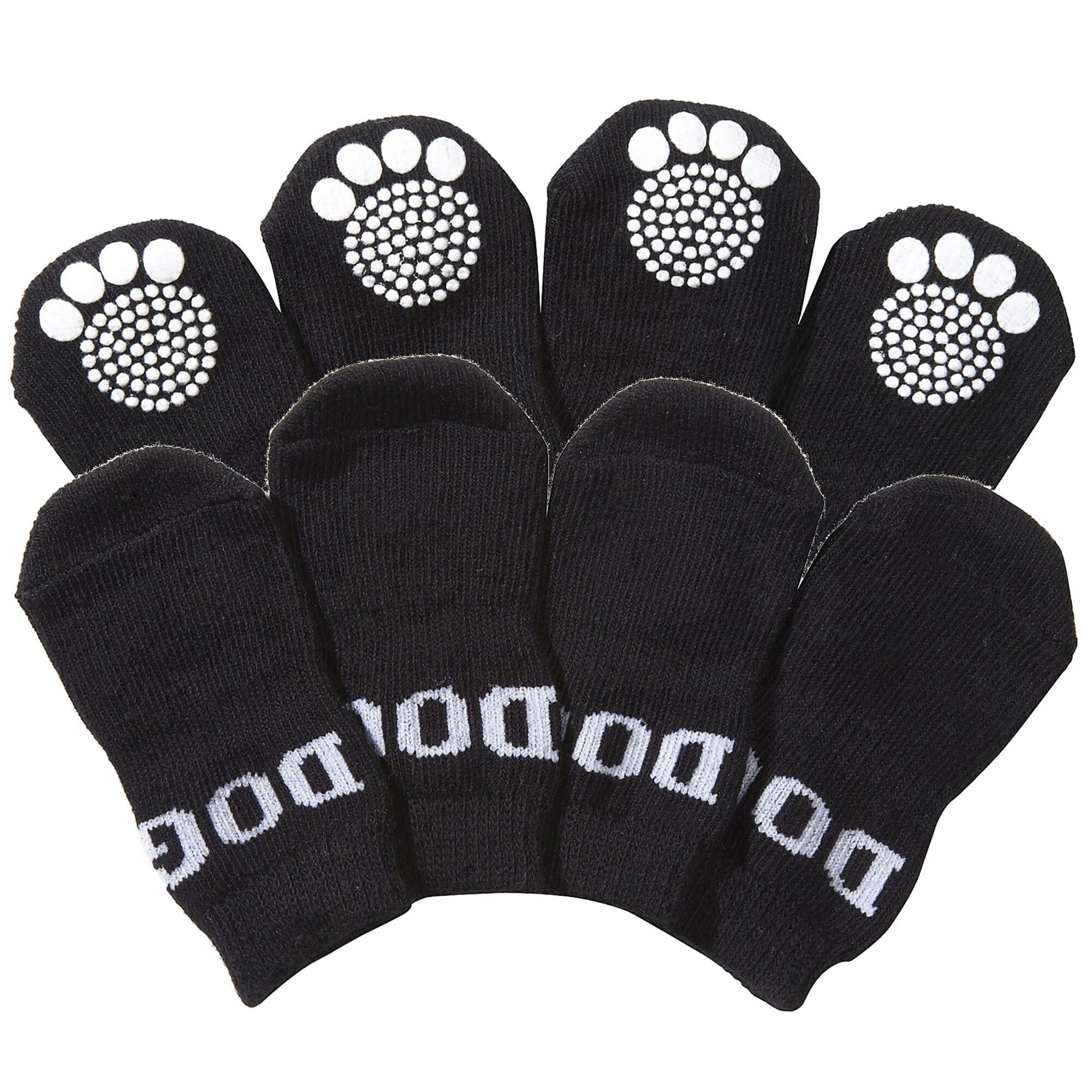 Pet Life ® Anti-Slip Rubberized Gripped Breathable Stretch Pet Dog Socks - Set of 4 Large Black