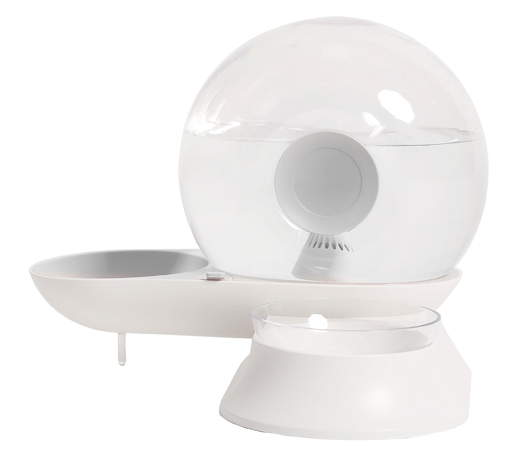 Pet Life ® 'Auto-Myst' Snail Shaped 2-in-1 Automated Gravity Pet Filtered Water Dispenser and Food Bowl Gray