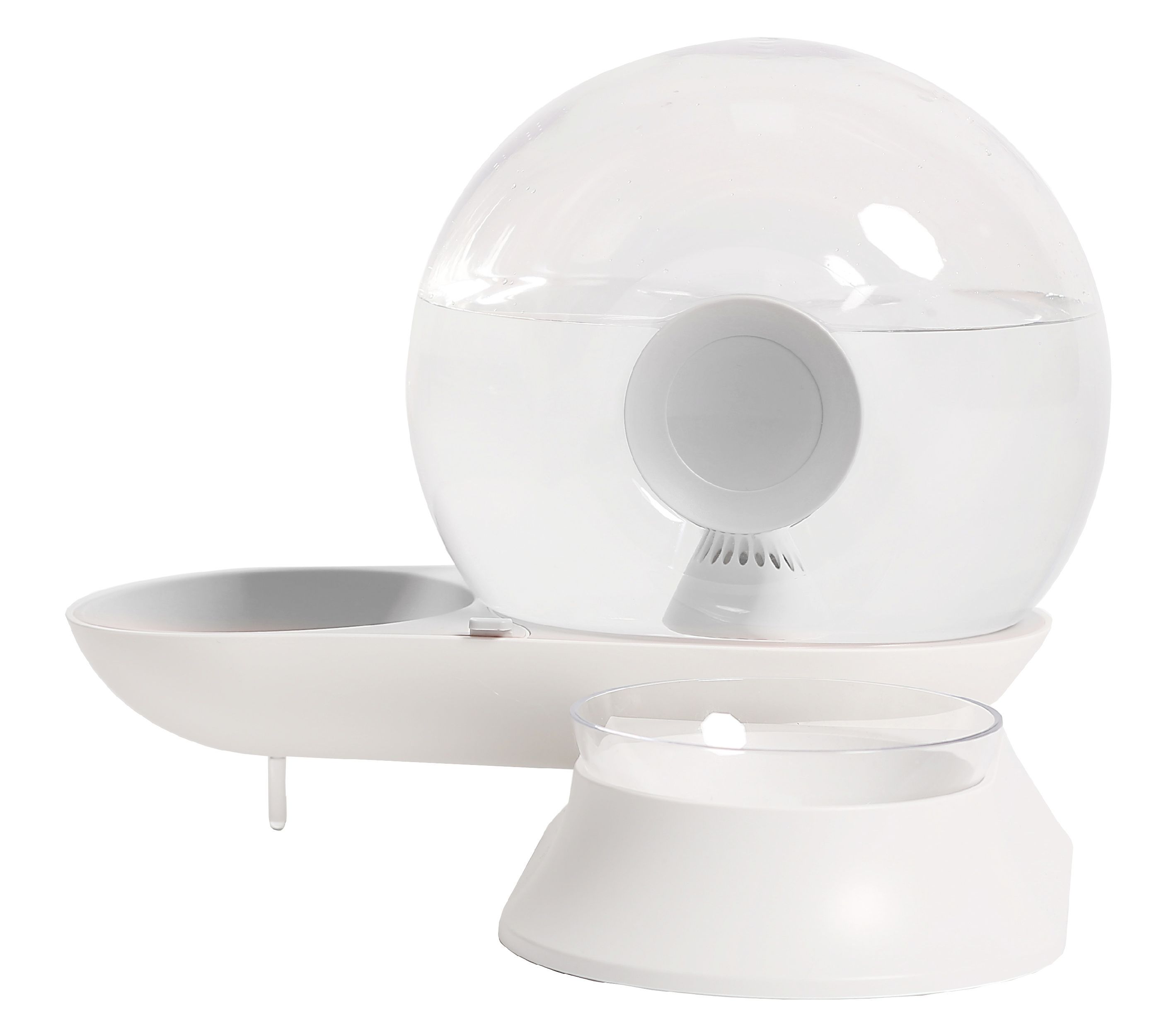 Pet Life ® 'Auto-Myst' Snail Shaped 2-in-1 Automated Gravity Pet Filtered Water Dispenser and Food Bowl Gray