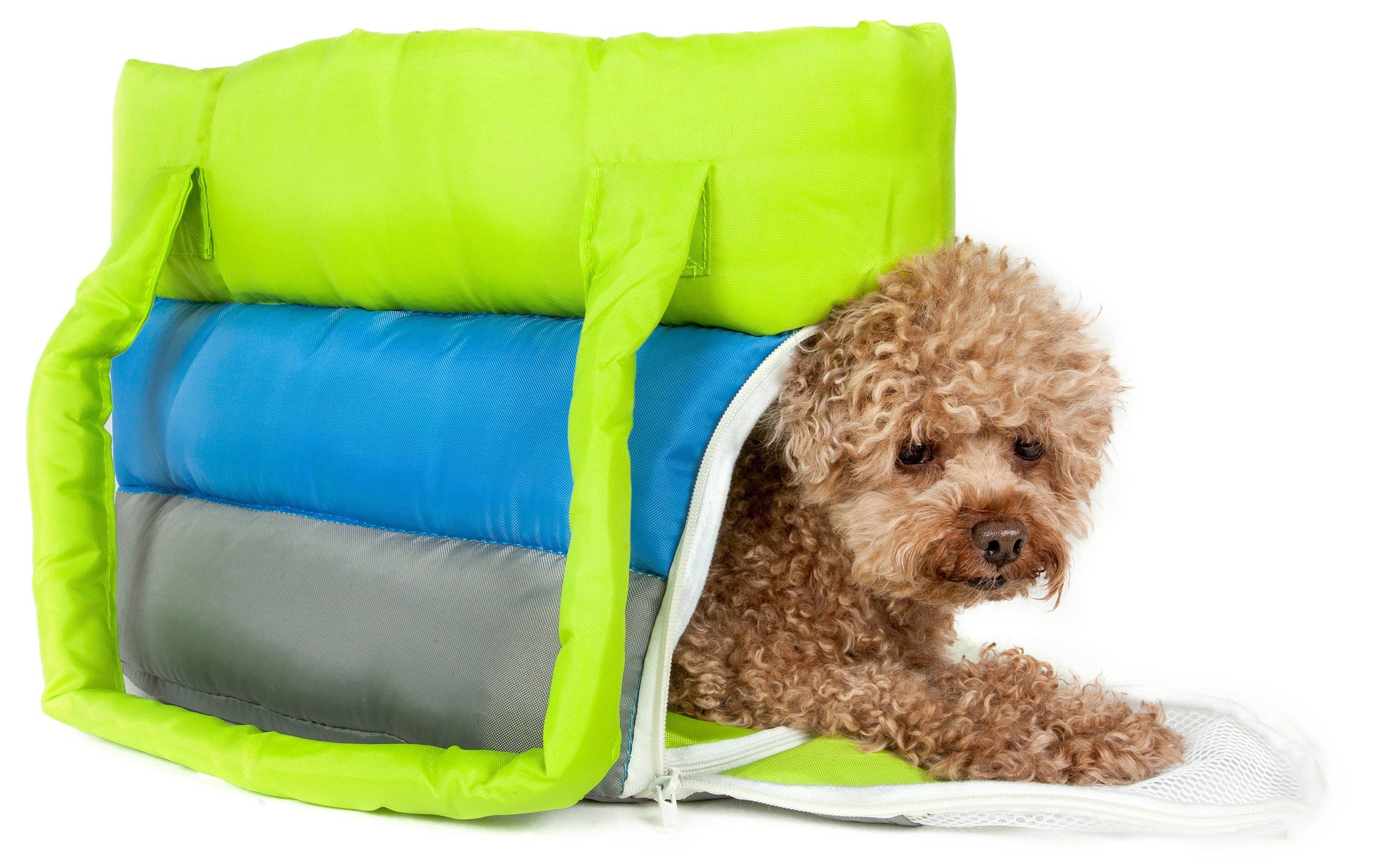 Pet Life ® 'Bubble-Poly' Tri-Colored Winter Insulated Fashion Designer Pet Dog Carrier Green, Blue, Grey