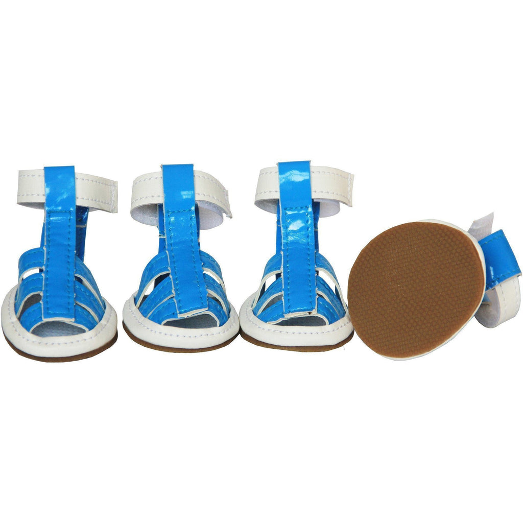 Pet Life ® 'Buckle-Supportive' PVC Waterproof Pet Dog Shoes Sandals - Set Of 4