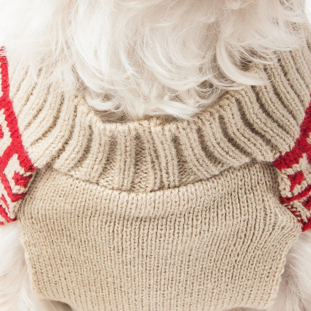 Pet Life ® 'Butterscotch' Box Weaved Heavy Cable Knitted Designer Turtle Neck Dog Sweater