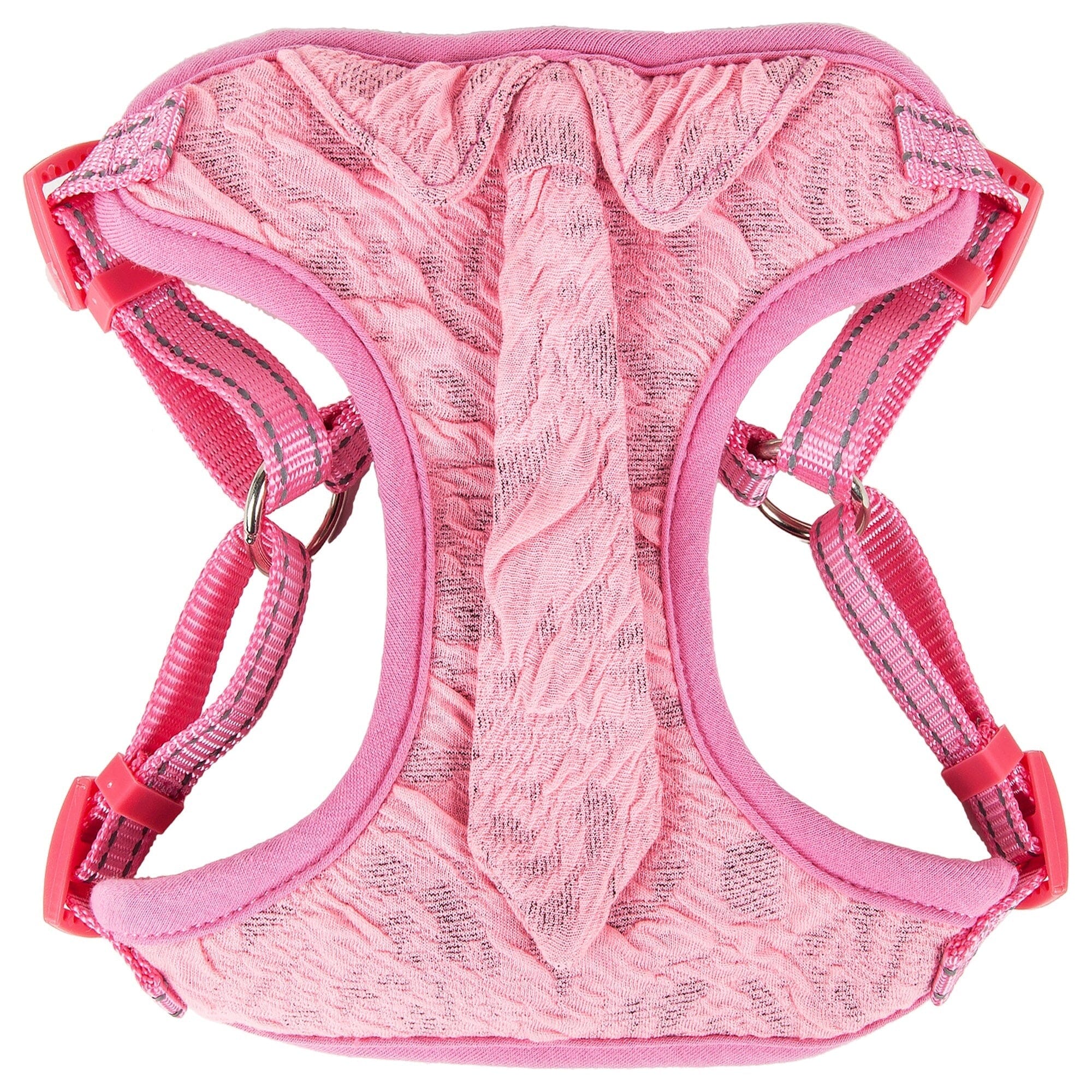 Pet Life ® 'Chichi Shaggy' Mesh Reversed Adjustable Fashion Dog Harness W/ Shaggy Neck Tie Medium