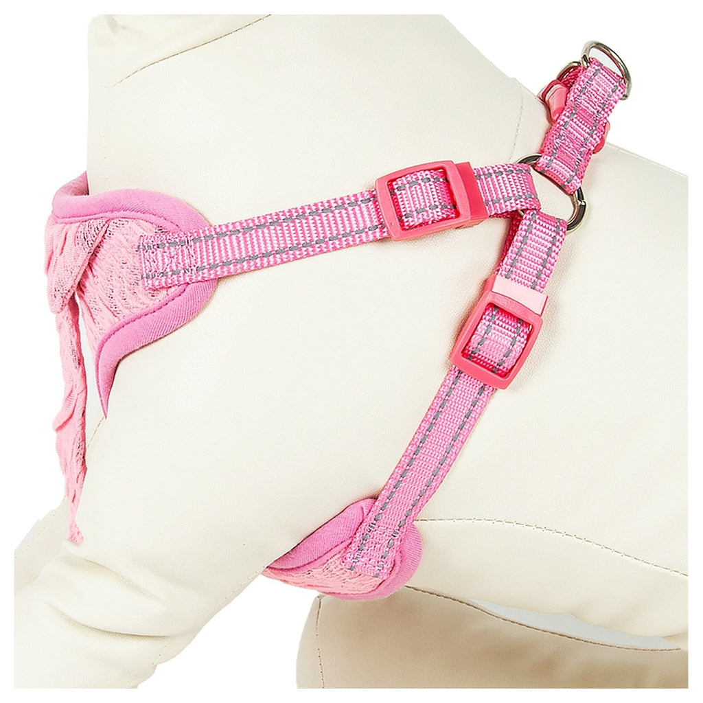 Pet Life ® 'Chichi Shaggy' Mesh Reversed Adjustable Fashion Dog Harness W/ Shaggy Neck Tie