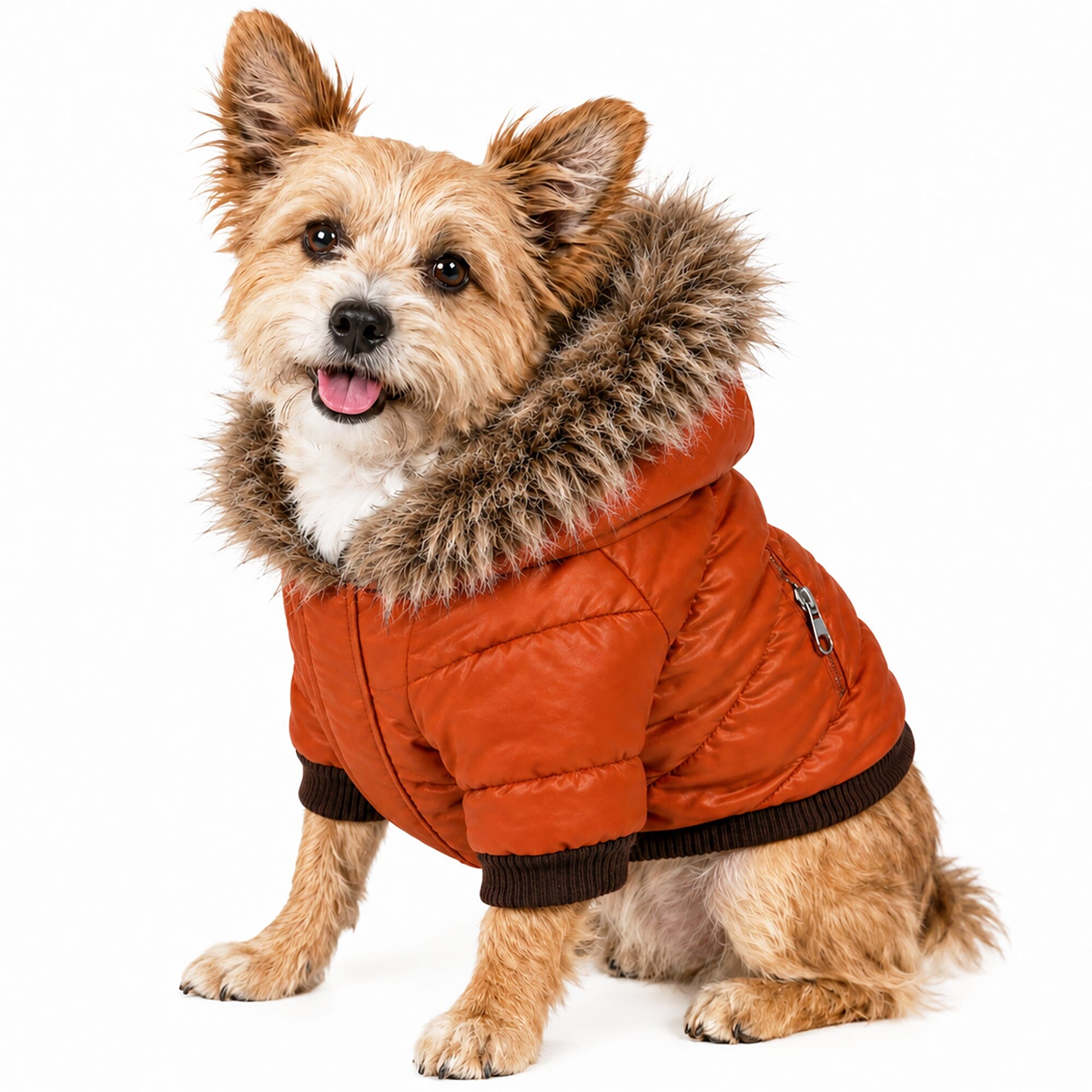 Pet Life ® Classic Metallic Fashion 3M Insulated Dog Coat Parka w/ Removable Hood Tangering Orange