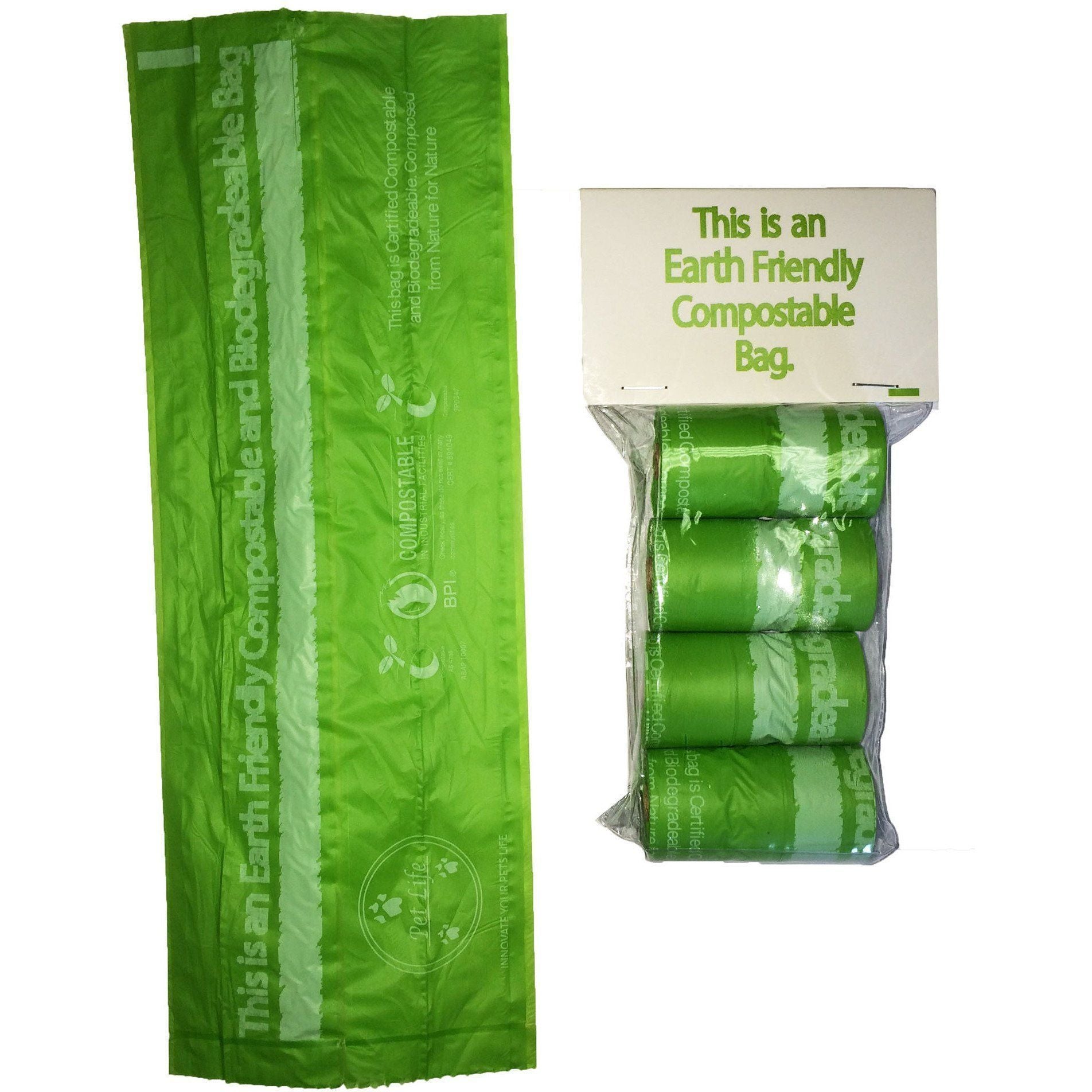 Pet Life ® 'Compostable' 100% Recyclable and Biodegradable Eco-Friendly Pet Cat Dog Waste Bags from Thermoplastic Starch 4 Pack Of Refill Rolls