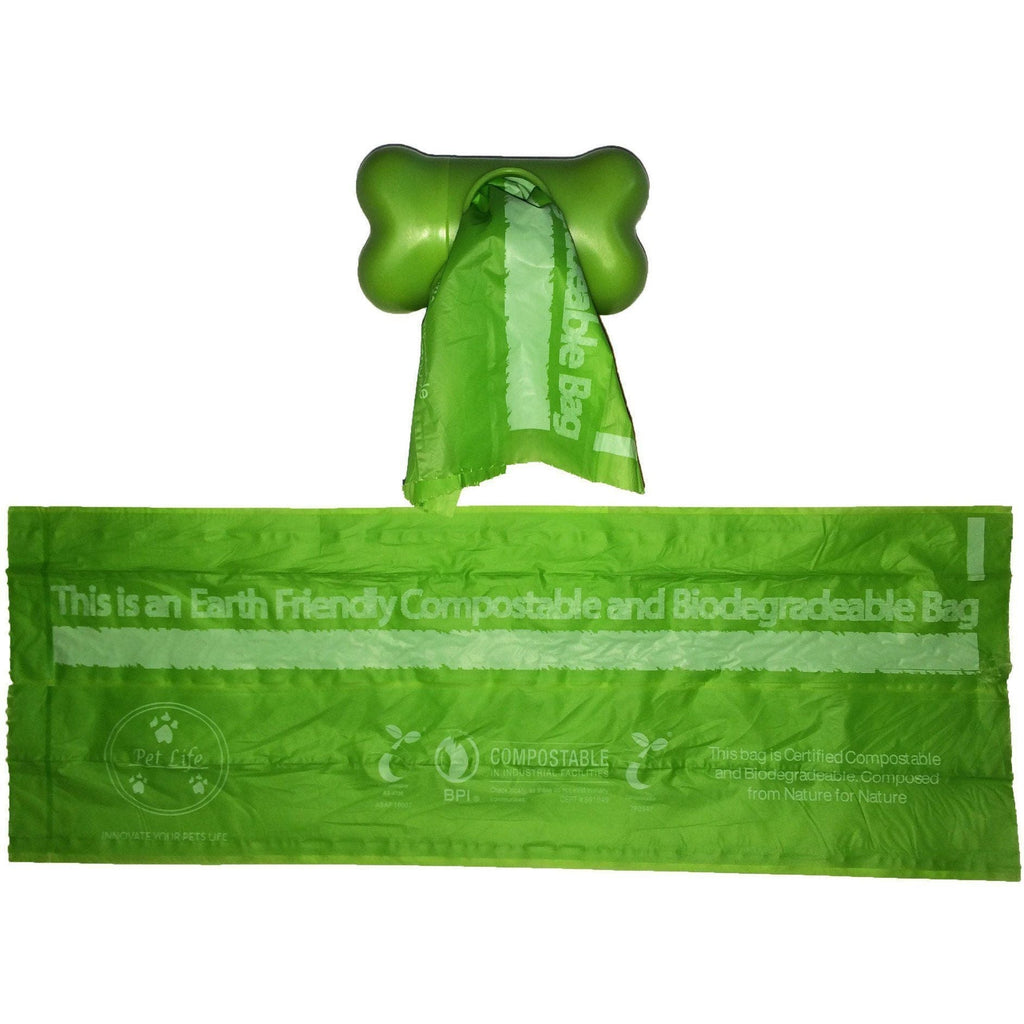Pet Life ® 'Compostable' 100% Recyclable and Biodegradable Eco-Friendly Pet Cat Dog Waste Bags from Thermoplastic Starch Dispenser And 2 Pack Of Rolls