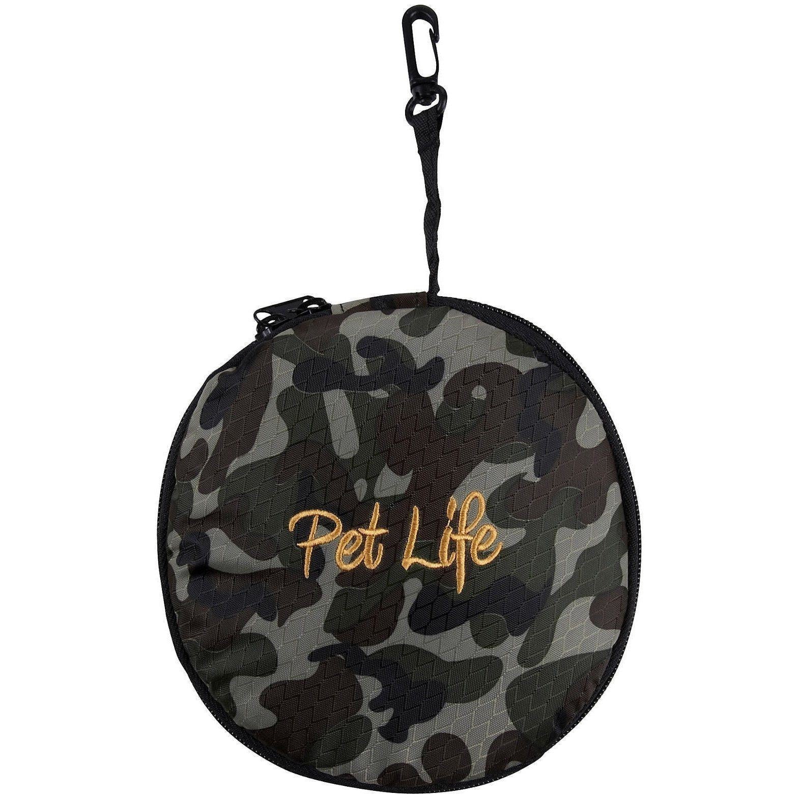 Pet Life ® 'Dual Folding' Food and Water Collapsible Pet Travel Cat and Dog Bowl Camouflage