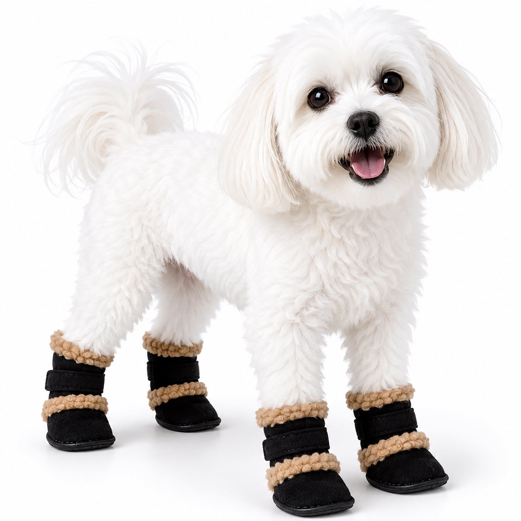 Pet Life ® 'Duggz' 3M Insulated Winter Fashion Dog Shoes Booties - Set of 4 Black & Brown