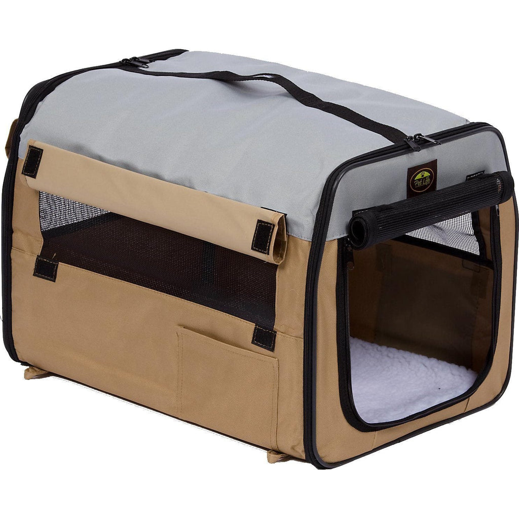 Pet Life ® 'Easy Folding' Zippered Folding Collapsible Wire Framed Lightweight Pet Dog Crate Carrier