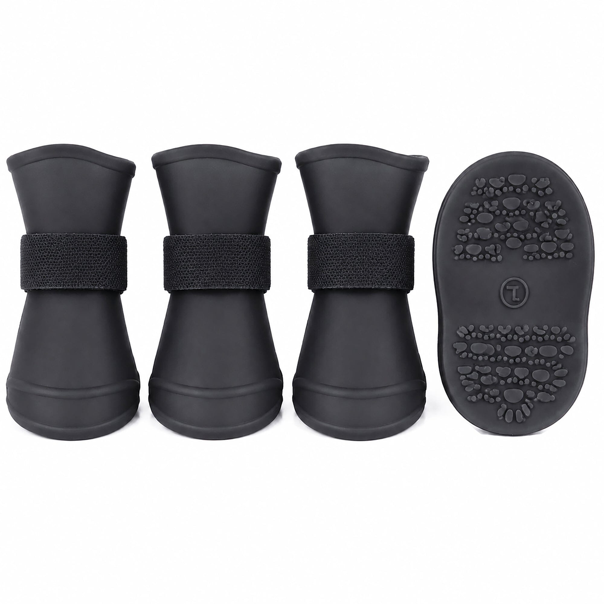 Pet Life ® Elastic Protective Multi-Usage All-Terrain Rubberized Dog Shoes - Set of 4 Black