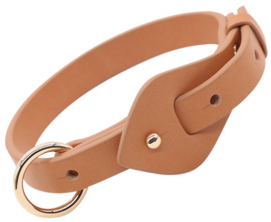 Pet Life ® 'Ever-Craft' Boutique Series Adjustable Designer Leather Dog Collar Brown