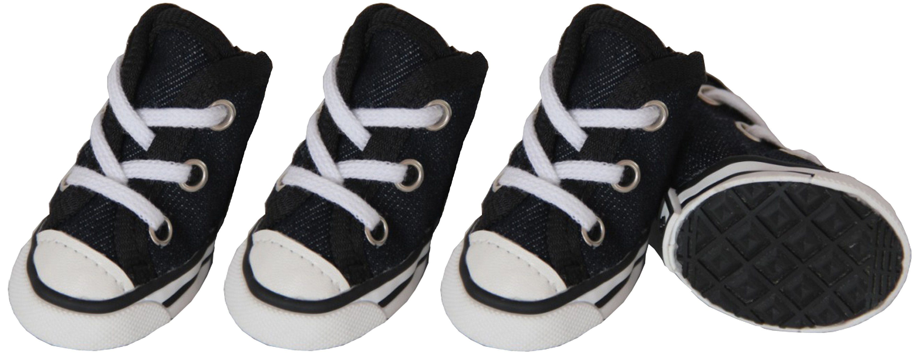 Pet Life ® 'Extreme-Skater' Canvas Casual Grip Pet Dog Shoes Sneakers - Set Of 4 Navy White