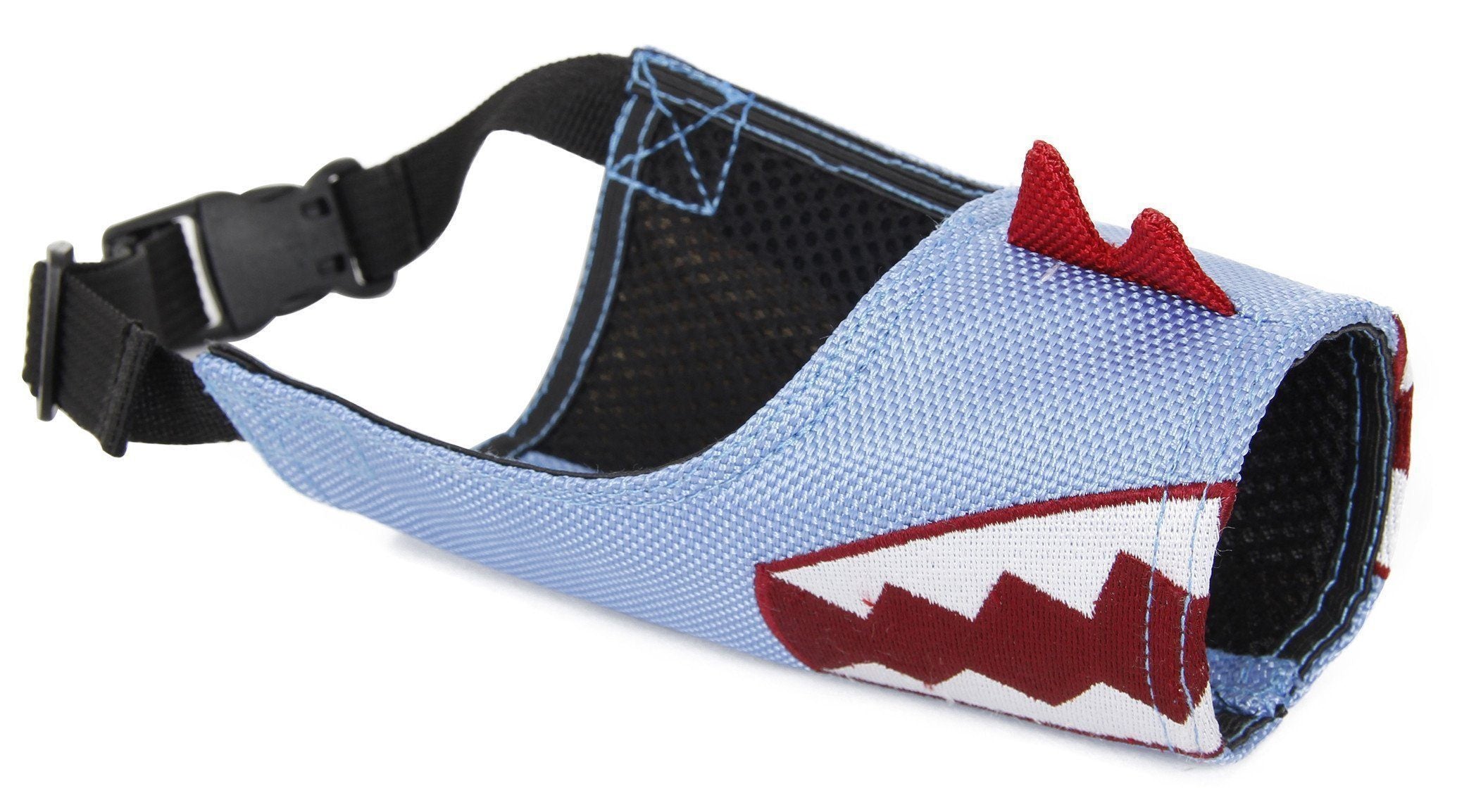Pet Life ® 'Funimation' Animated Nylon Mesh Protective Travel Anti-Bark Dog Muzzle Blue