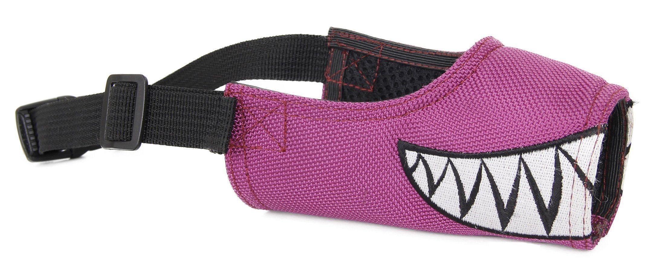 Pet Life ® 'Funimation' Animated Nylon Mesh Protective Travel Anti-Bark Dog Muzzle Purple