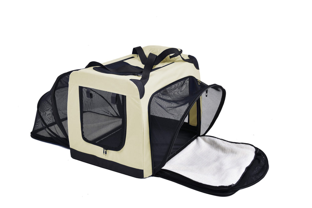 Pet Life ® 'Hounda Accordion' Metal Framed Soft-Folding Collapsible Dual-Sided Expandable Pet Dog Crate
