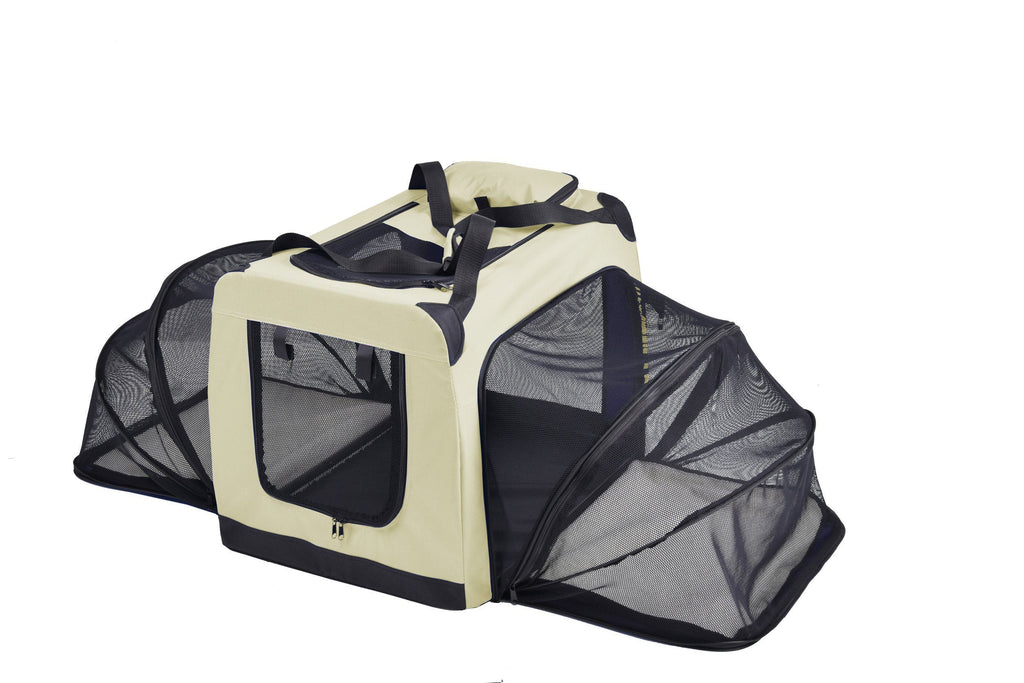 Pet Life ® 'Hounda Accordion' Metal Framed Soft-Folding Collapsible Dual-Sided Expandable Pet Dog Crate