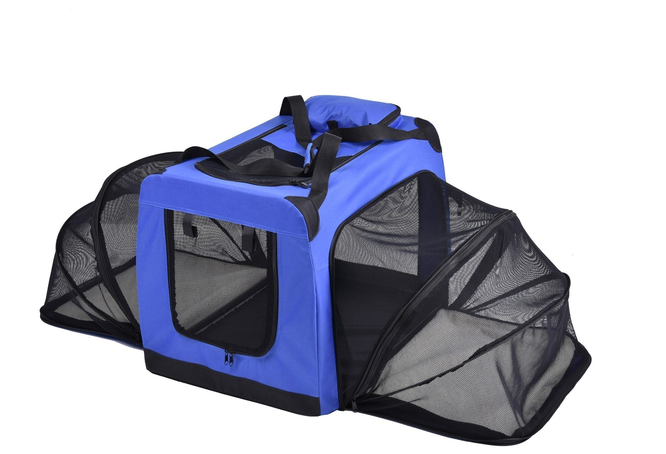 Pet Life ® 'Hounda Accordion' Metal Framed Soft-Folding Collapsible Dual-Sided Expandable Pet Dog Crate Light Blue