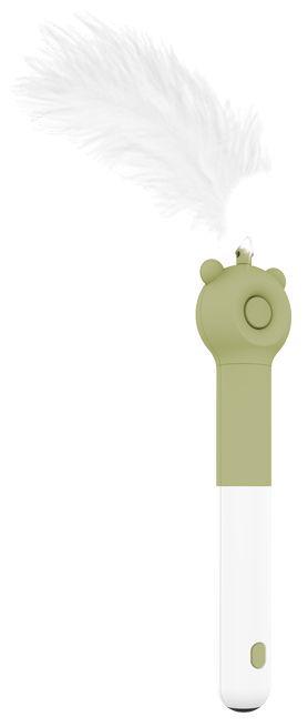 Pet Life ® 'KITIQUE" 3-in-1 Retractable and Extendable Feathered and Laser Wand Kitty Cat Teaser Green