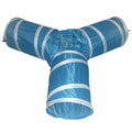 Pet Life ® 'Kitting-Go-Seek' Collapsible Folding Travel 3-way Kitty Cat Tunnel Blue White