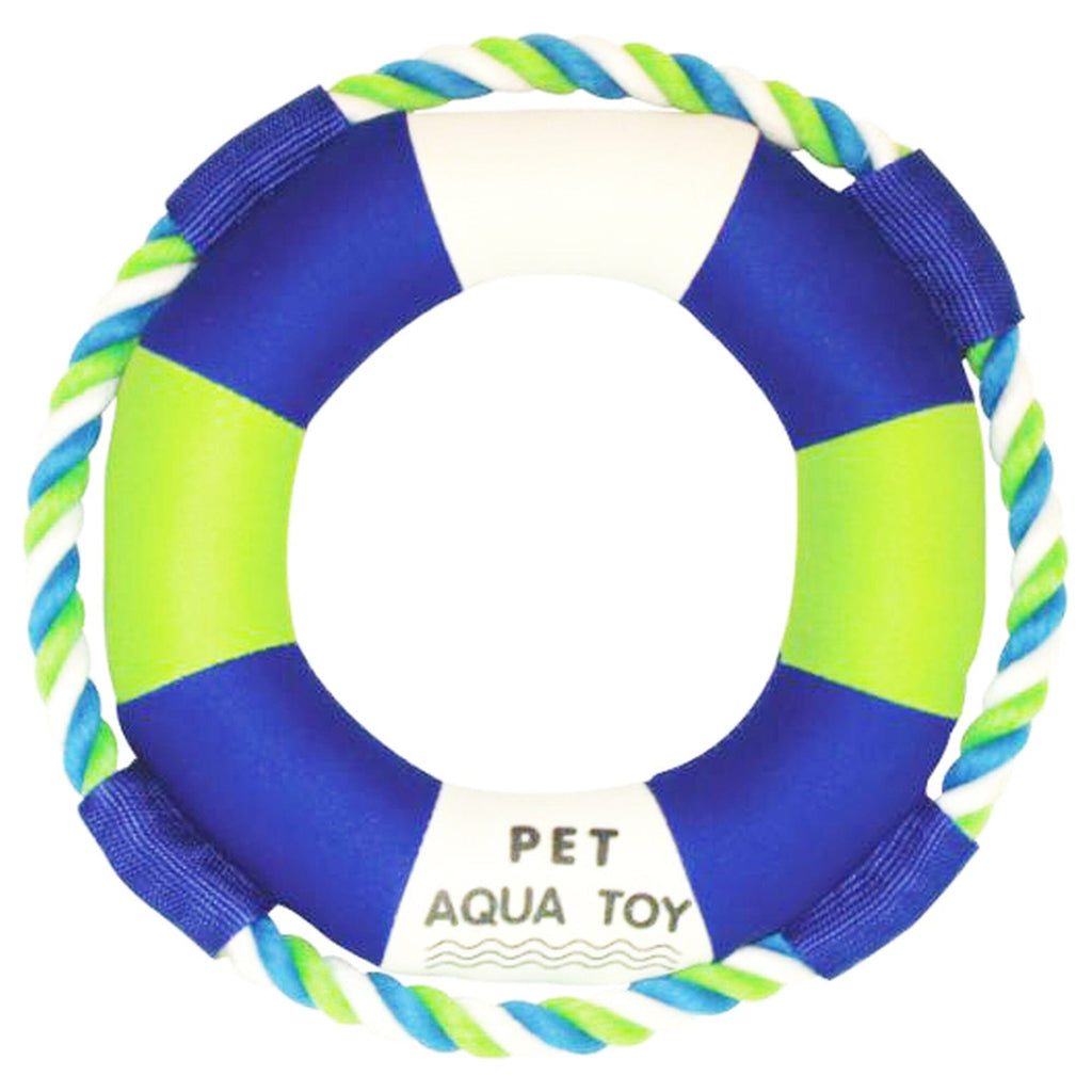 Pet Life ® 'Life Raver' Rounded Squeaking and Jute Rope Floating Dog Toy Default Title