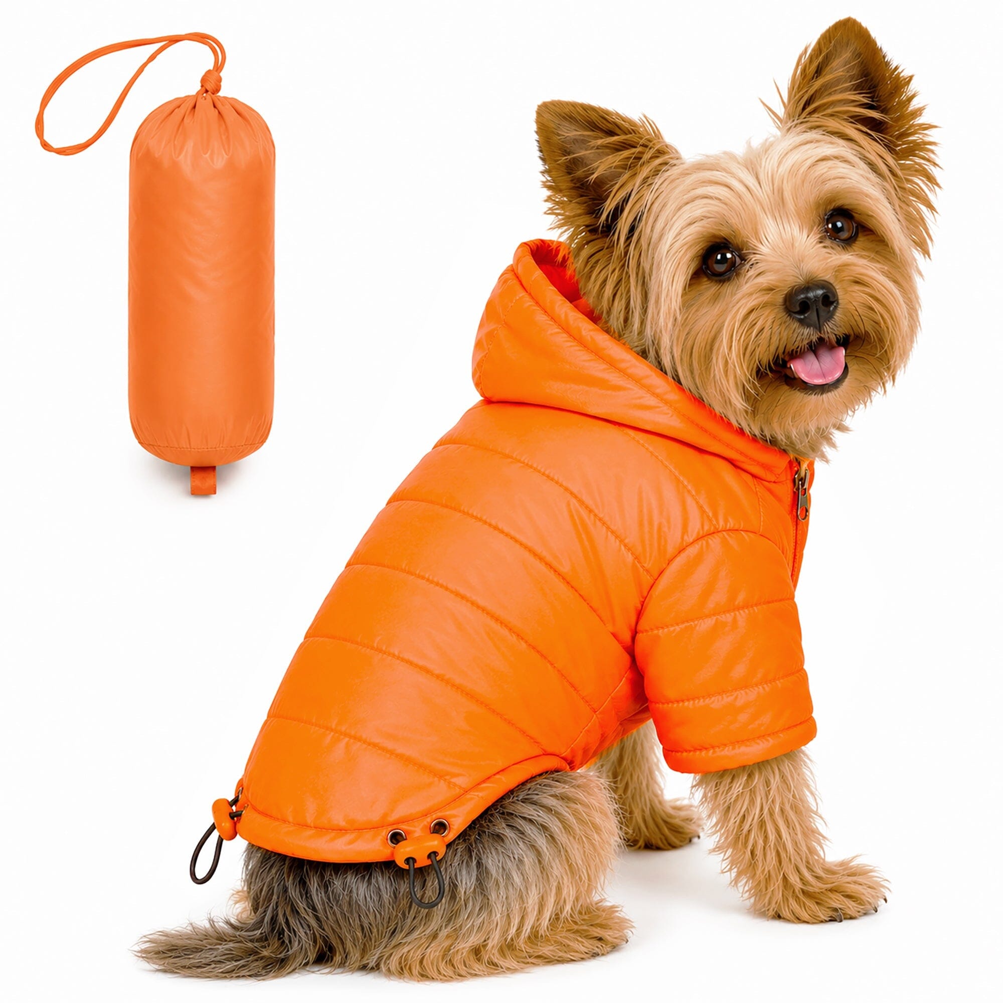Pet Life ® Lightweight Adjustable and Collapsible 'Sporty Avalanche' Dog Coat w/ Pop-out Zippered Hood Orange