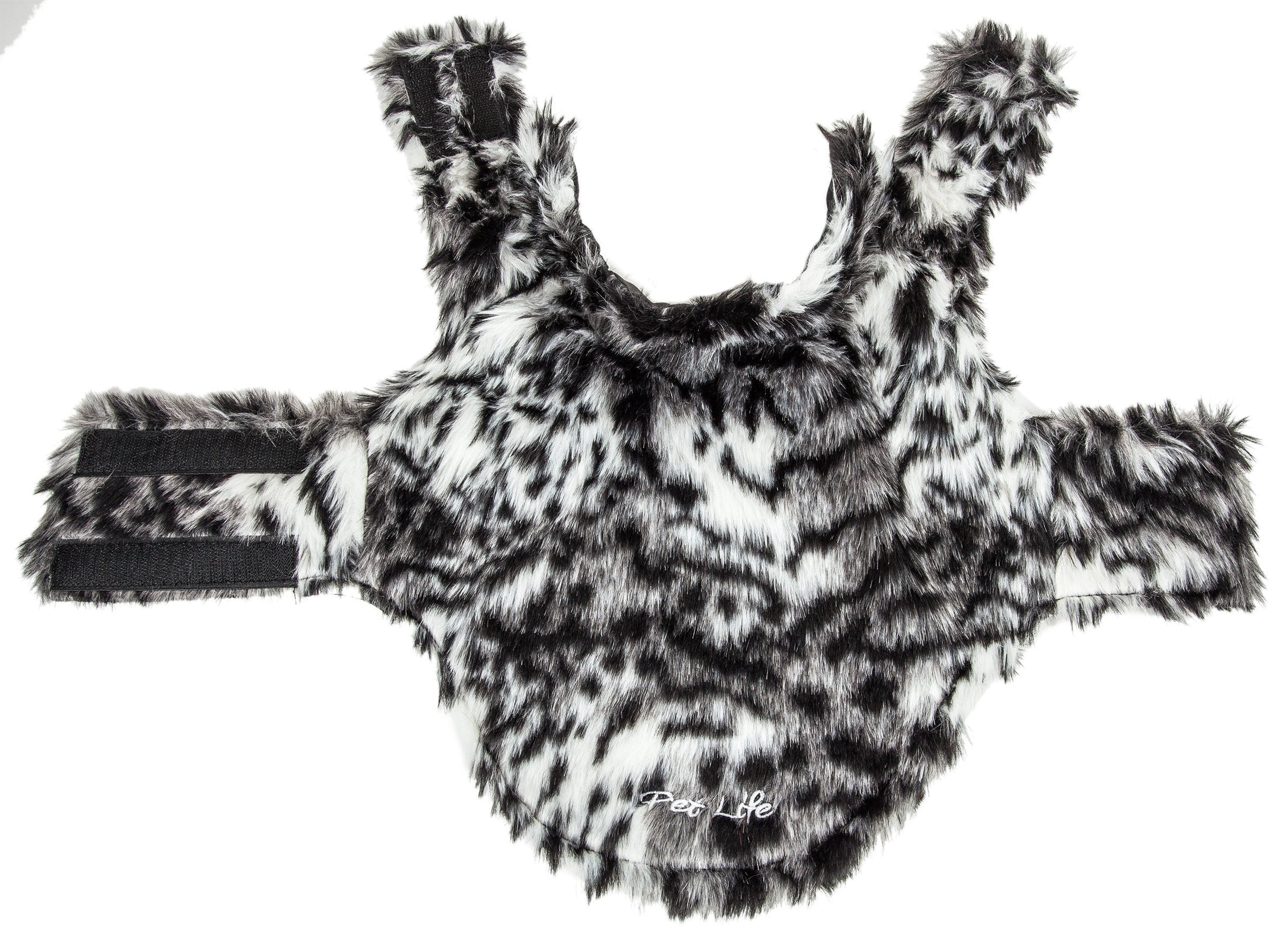 Pet Life ®  Luxe 'Paw Dropping' Designer Gray-Scale Tiger Pattern Mink Fur Dog Coat