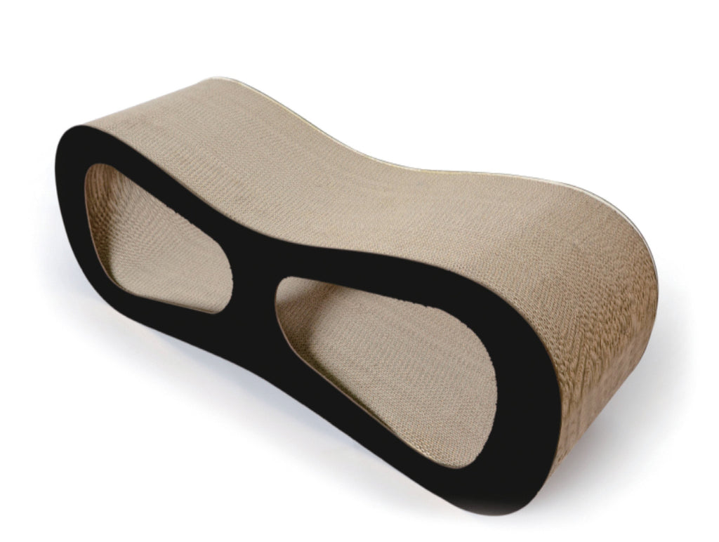 Pet Life ® 'Modiche' Premium Quality Modern Designer Kitty Cat Scratcher Lounger Lounge with Catnip Black