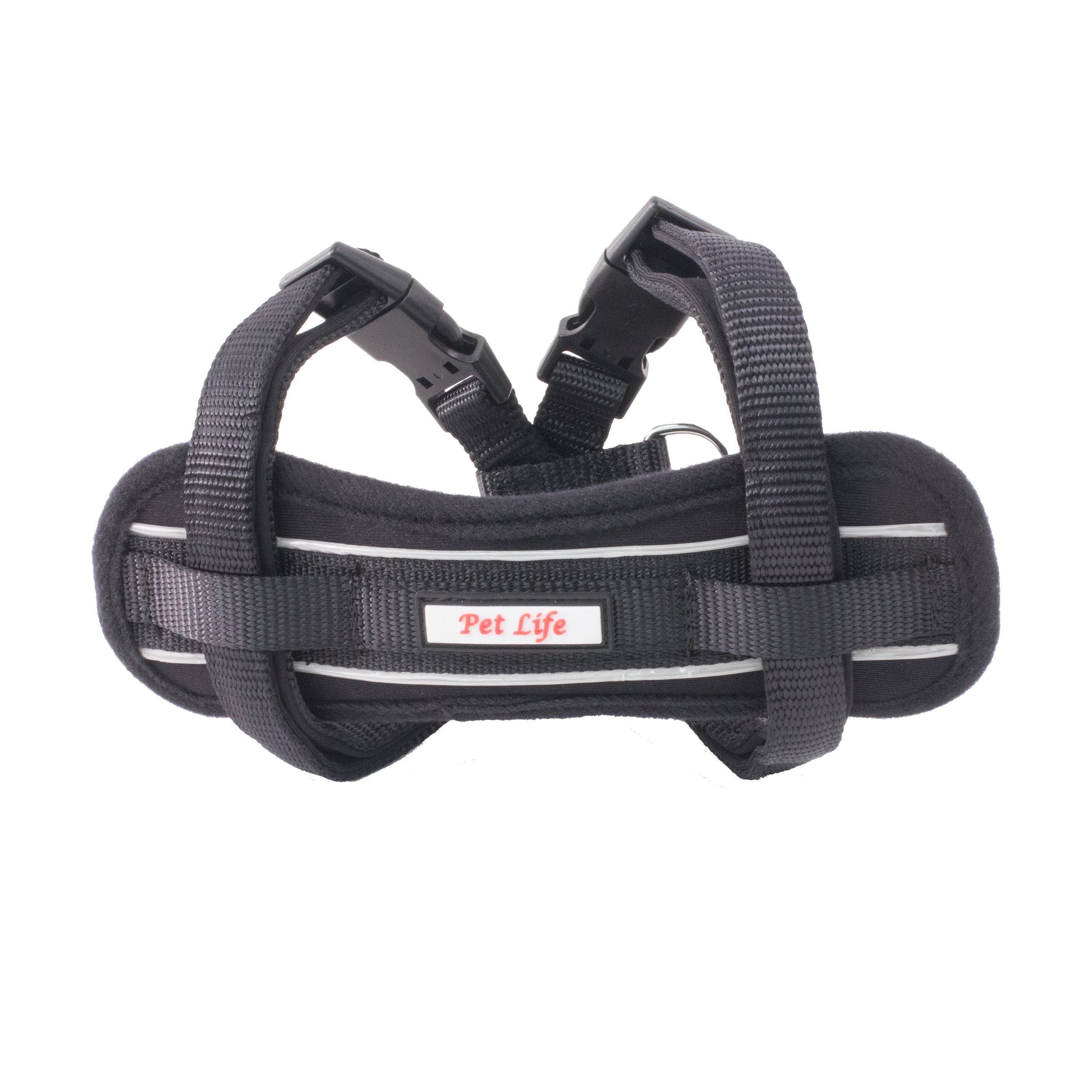 Pet Life ® 'Mountaineer' Chest Compressive Adjustable and Reflective Easy Pull Pet Dog Harness Black