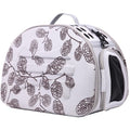 Pet Life ® 'Narrow Shelled' Lightweight Collapsible Military Grade Fashion Designer Travel Pet Dog Carrier Crate Light Grey And Burgundy Leaf Pattern