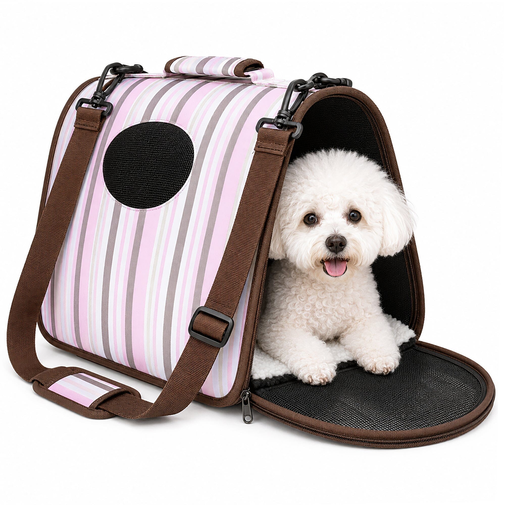 Pet Life ® Paw Patterned Airline Approved Zippered Folding Collapsible Travel Pet Dog Carrier Multi-Color