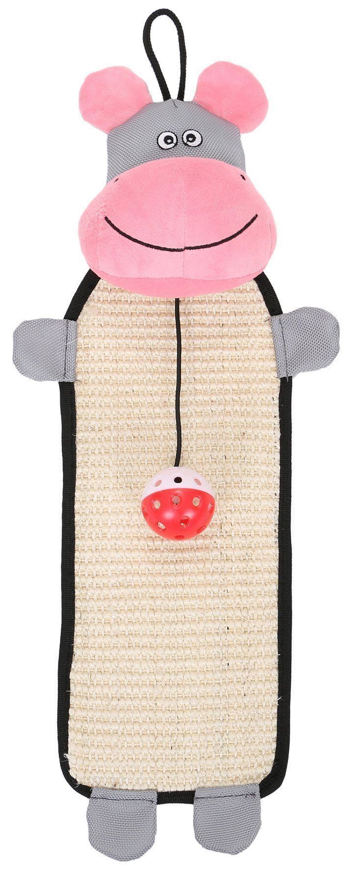 Pet Life ® 'Paw-Pleasant' Hanging Sisal & Jute Carpet Kitty Cat Scratcher with Toy Pink Grey