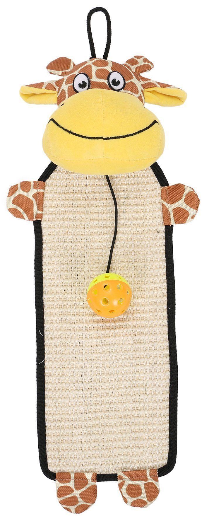 Pet Life ® 'Paw-Pleasant' Hanging Sisal & Jute Carpet Kitty Cat Scratcher with Toy Brown Yellow