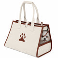 Pet Life ® 'Posh Paw' Elegant Leatherette Designer Fashion Travel Pet Dog Carrier Tote White & Brown