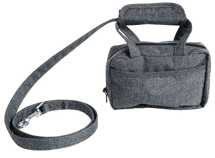Pet Life ® 'Posh Walk' Purse Dog Leash, Accessory Holder and Waste Bag Dispenser Gray