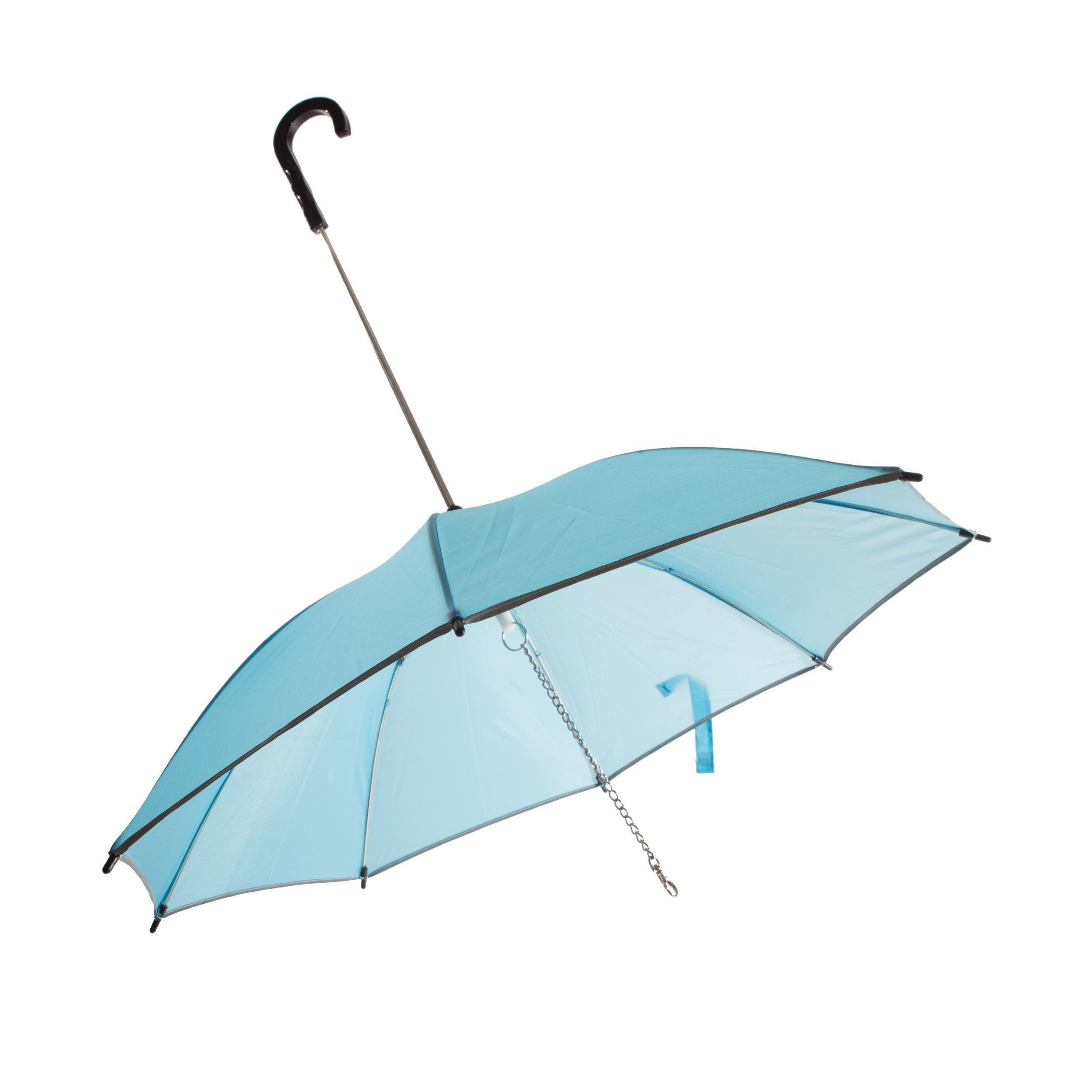 Pet Life ® Pour-Protection Reflective Waterproof Dog Umbrella and Leash Light Blue With Black Handle