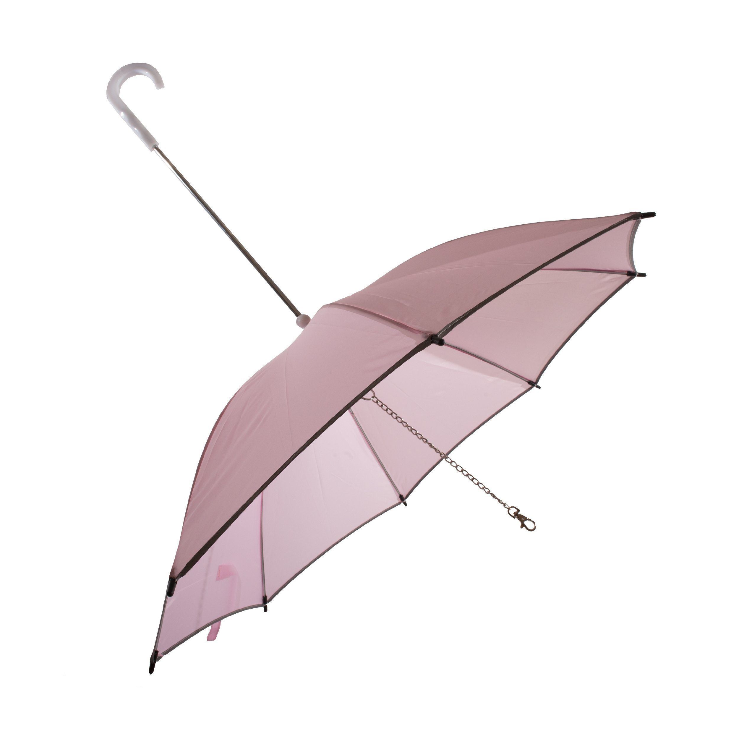 Pet Life ® Pour-Protection Reflective Waterproof Dog Umbrella and Leash Pink With White Handle