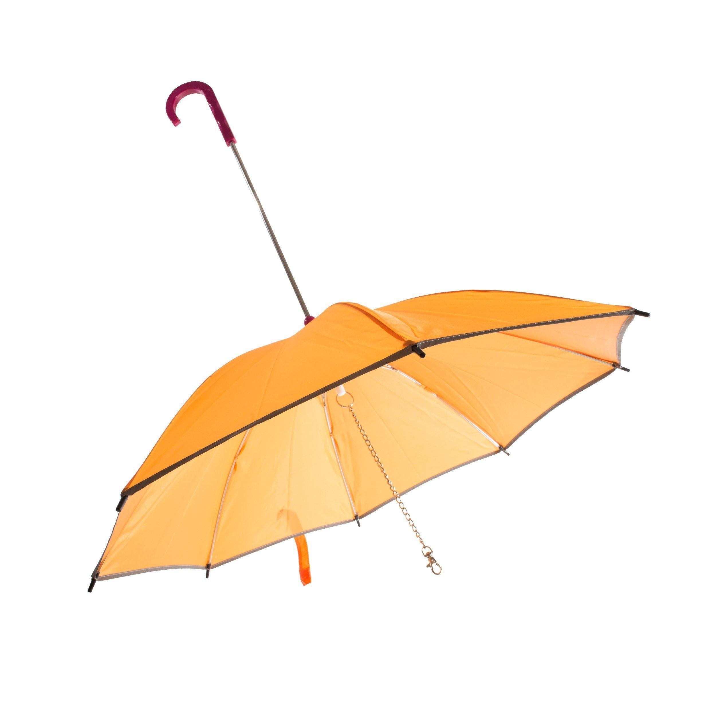 Pet Life ® Pour-Protection Reflective Waterproof Dog Umbrella and Leash Orange With Red Handle