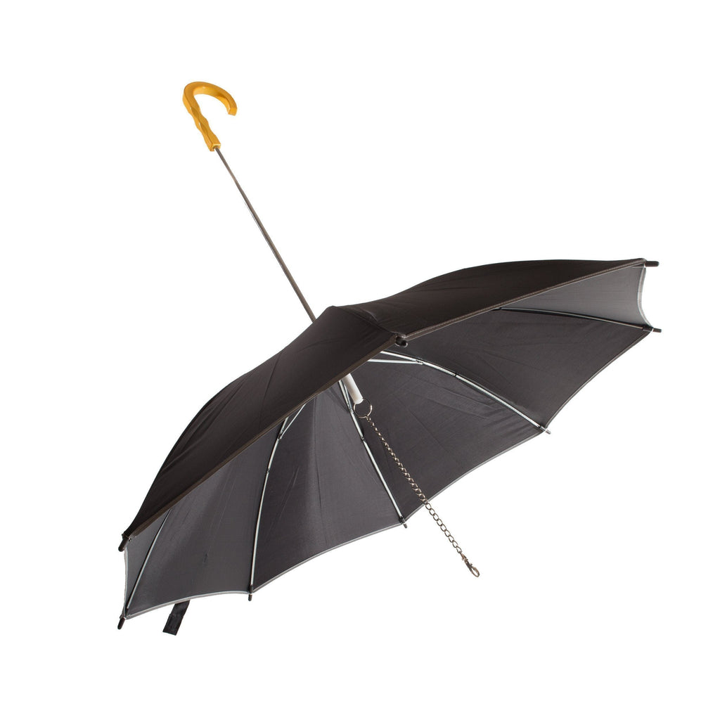 Pet Life ® Pour-Protection Reflective Waterproof Dog Umbrella and Leash Black With Yellow Handle