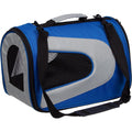 Pet Life ® Sporty Mesh Airline Approved Zippered Folding Collapsible Travel Pet Dog Carrier Blue & Grey